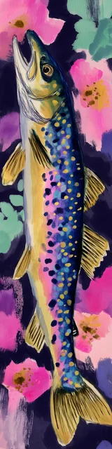 Free printable fish bookmark featuring long barracuda colorful